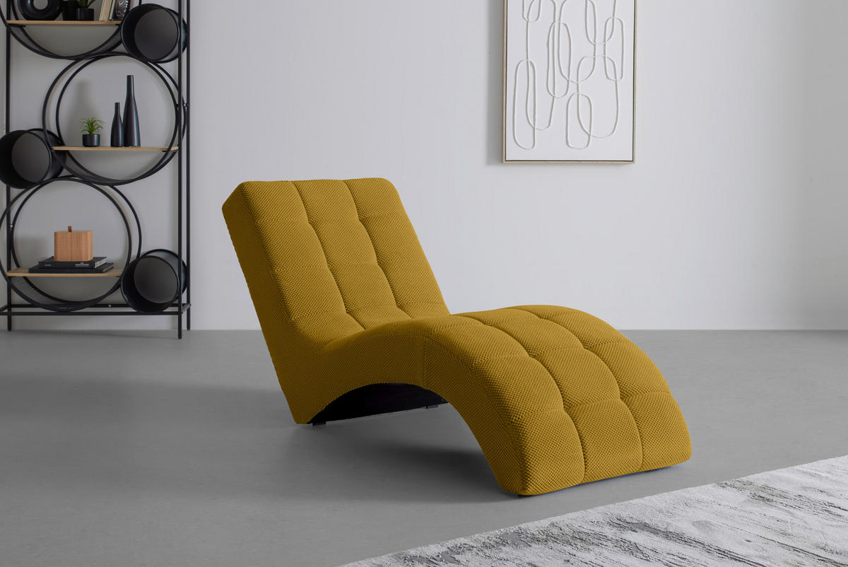 LIGGFÅTÖLJ i vävt tyg currygul  - currygul/svart, Modern, textil/plast (68/80/167cm) - MID.YOU