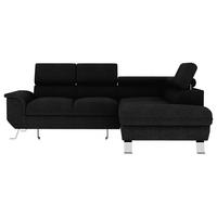 ECKSOFA in Struktur Schwarz  - Silberfarben/Schwarz, Konventionell, Textil/Metall (268/207cm) - MID.YOU