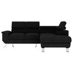 ECKSOFA Schwarz Struktur  - Silberfarben/Schwarz, KONVENTIONELL, Textil/Metall (268/207cm) - Carryhome