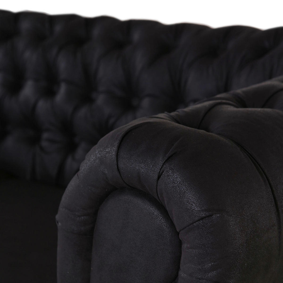CHESTERFIELD-SOFA Mikrofaser Dunkelgrau  - Dunkelgrau/Dunkelbraun, KONVENTIONELL, Textil (203/79/93cm) - Livetastic