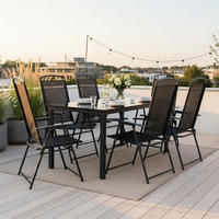 GARTENTISCHGRUPPE Aluminium  - Anthrazit/Schwarz, Basics, Glas/Textil (140/80/73cm) - Gardenson