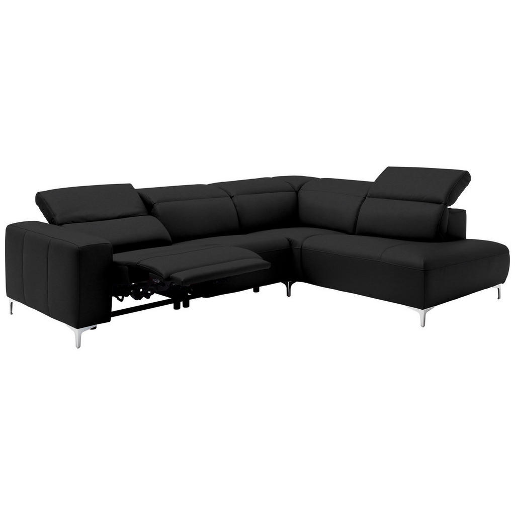 Thumbnail - Pure Home Lifestyle Ecksofa, Schwarz, Leder, Echtleder, Rindleder, Uni, 4-Sitzer, Ottomane rechts, L-Form, 290x223 cm, B...