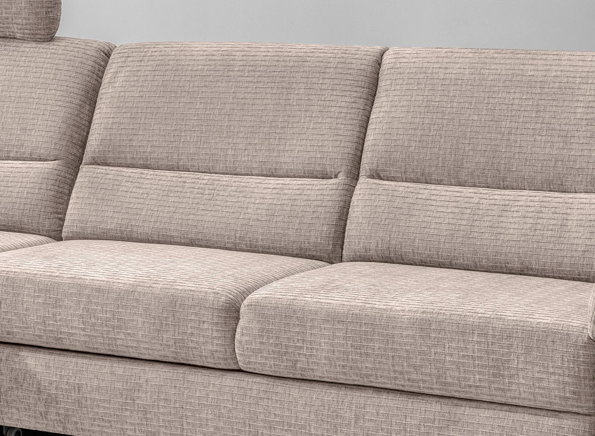 ECKSOFA in Mikrofaser Beige  - Beige/Schwarz, Modern, Holz/Textil (176/279cm) - Livetastic