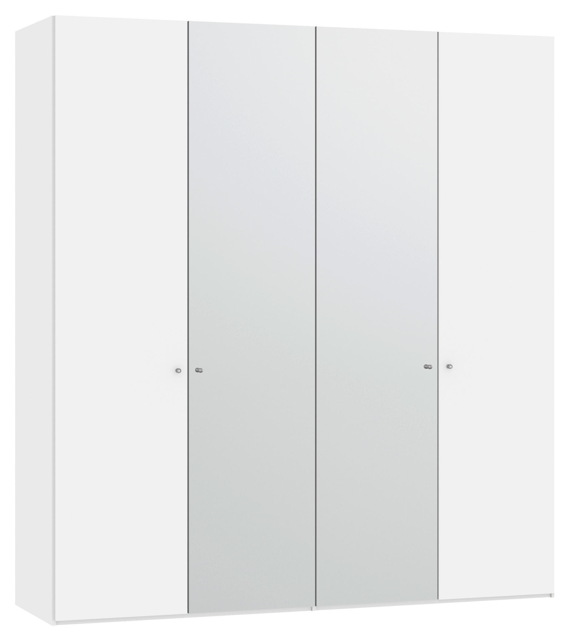 DREHTÜRENSCHRANK 203/220/40 cm 4-türig Weiß  - Silberfarben/Weiß, Design, Glas/Holzwerkstoff (203/220/40cm) - Jutzler