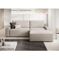 ECKSCHLAFSOFA CHALLANGE  mit Schlafen auf Sitzhöhe, Rücken echt, Armteil links, Armteil rechts Struktur Taupe  - Taupe/Schwarz, MODERN, Kunststoff/Textil (246/168cm) - Trendmanufaktur