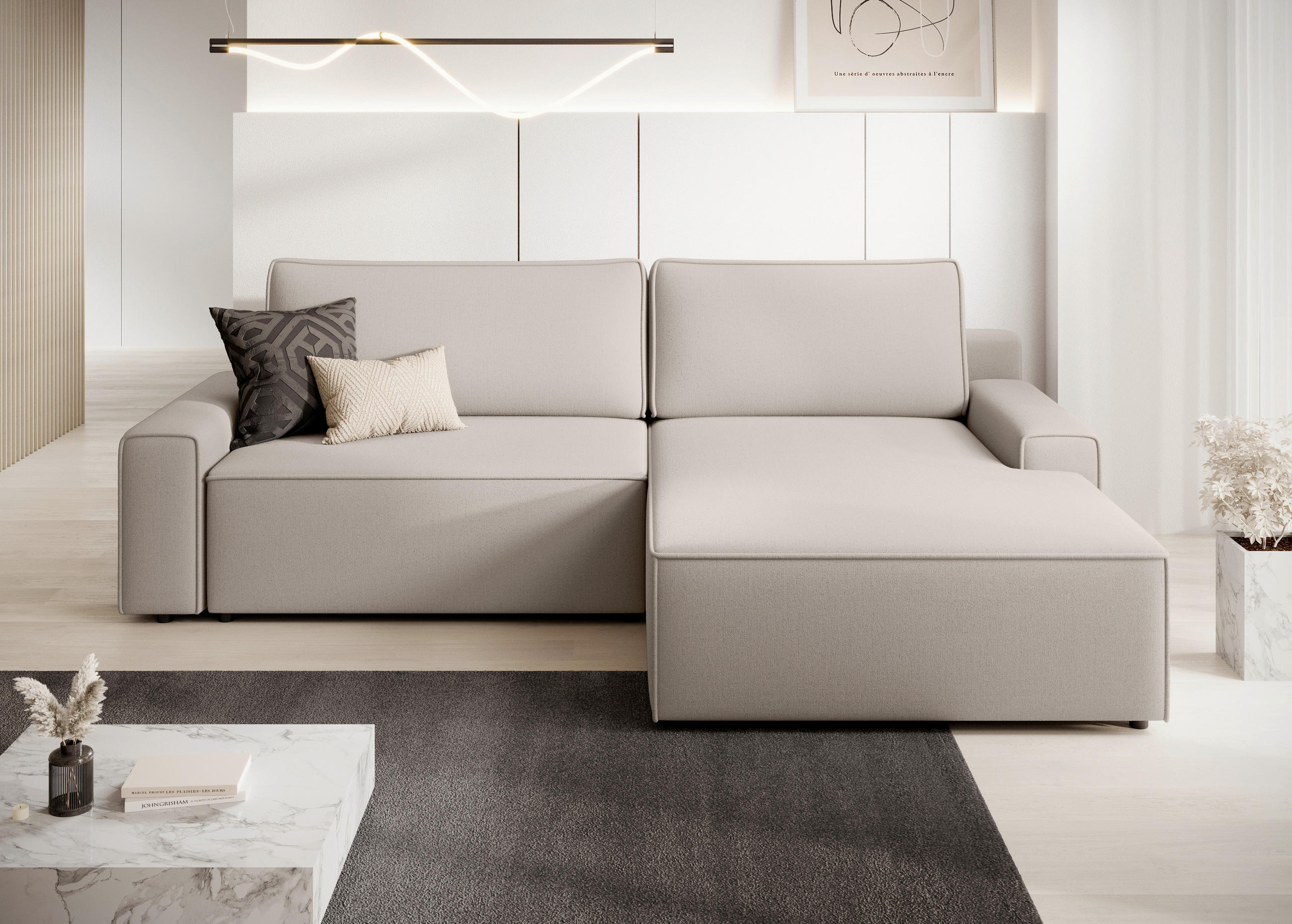 Trendmanufaktur Eckschlafsofa Challange Taupe 246x168 cm