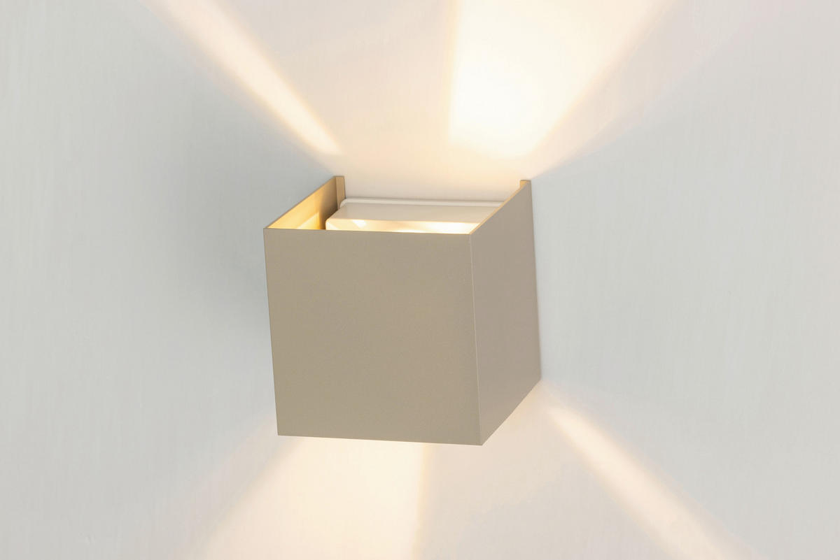 LED-WANDLEUCHTE 10/10/10 cm   - Sandfarben, Basics, Kunststoff/Metall (10/10/10cm) - Novel