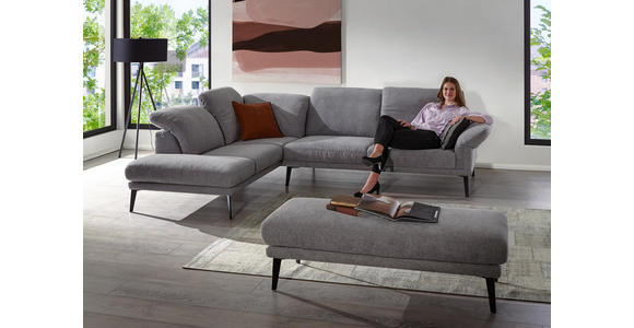 WOHNLANDSCHAFT Grau Webstoff - Schwarz/Grau, Design, Textil/Metall (292/226cm) - Valnatura