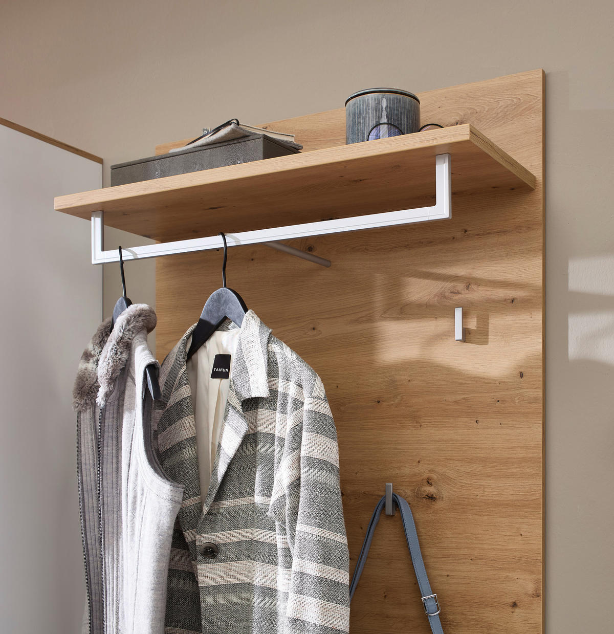 GARDEROBE 4-teilig  in 206/202/38 cm  - Weiß/Eiche Artisan, Design, Glas/Holzwerkstoff (206/202/38cm)