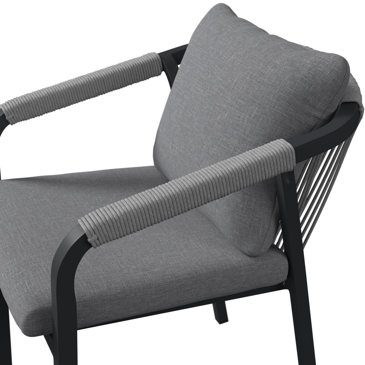 GARTENSTUHL Metall, Textil Anthrazit, Grau  - Anthrazit/Grau, MODERN, Textil/Metall (55/74/65cm) - Ambia Garden