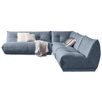 ECKSOFA Blaugrau Lederlook  - Blaugrau, Trend, Textil (285/315cm) - Livetastic