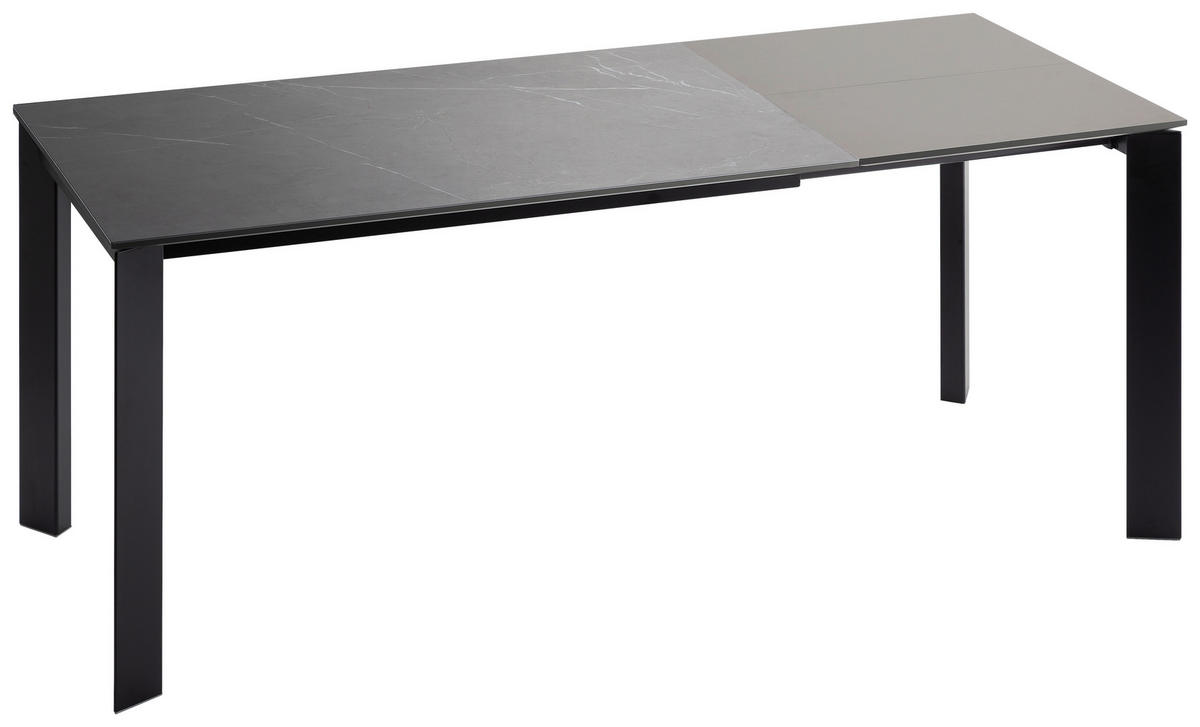 ESSTISCH in Metall, Keramik 120-180/80/75 cm  - Dunkelgrau/Schwarz, Design, Keramik/Metall (120-180/80/75cm) - Novel