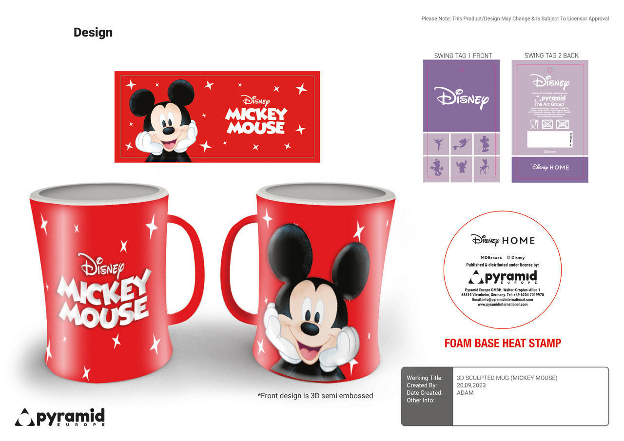 KINDERTASSE Mickey Mouse Steinzeug  - Hellrot, Basics, Keramik (13/11,5/9,5cm) - Disney