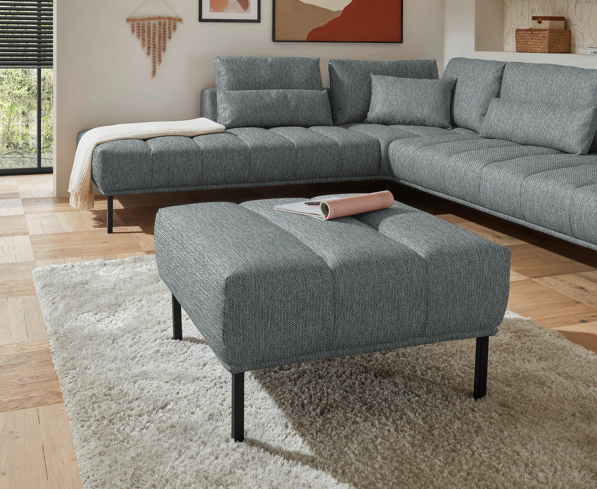 ECKSOFA Flachgewebe Grau  - Schwarz/Grau, Design, Textil/Metall (270/308cm) - Pure Home Lifestyle