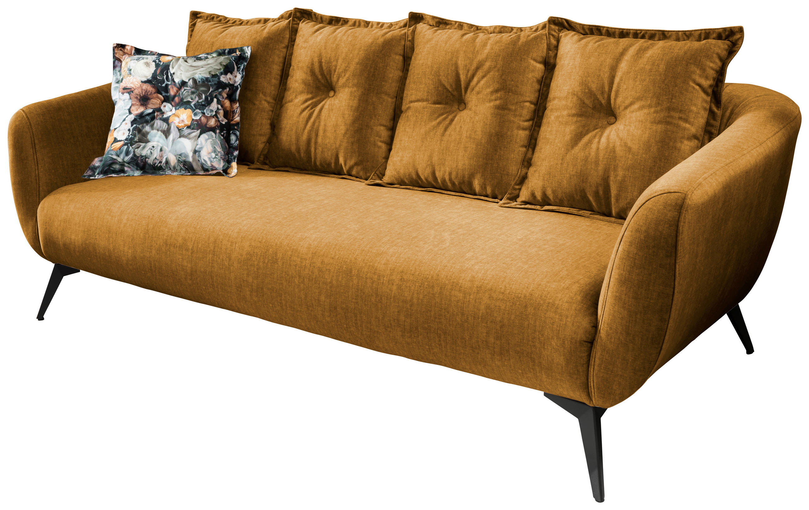 3-SITZER-SOFA in Velours Gelb, Multicolor  - Gelb/Multicolor, MODERN, Holz/Textil (236/94/103cm) - Livetastic