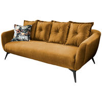 3-SITZER-SOFA Velours Gelb, Multicolor  - Gelb/Multicolor, MODERN, Holz/Textil (236/94/103cm) - Livetastic