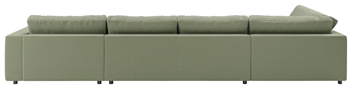 WOHNLANDSCHAFT in Cord Grün  - Schwarz/Grün, Design, Kunststoff/Textil (224/425/190cm) - Pure Home Lifestyle