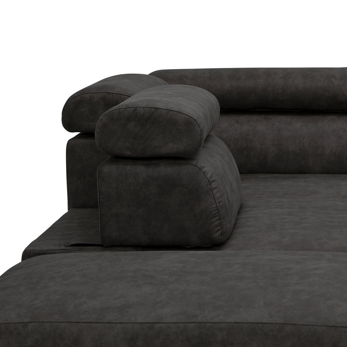 ECKSOFA in Lederlook Anthrazit  - Anthrazit/Schwarz, Design, Kunststoff/Textil (230/263cm) - Hom`in
