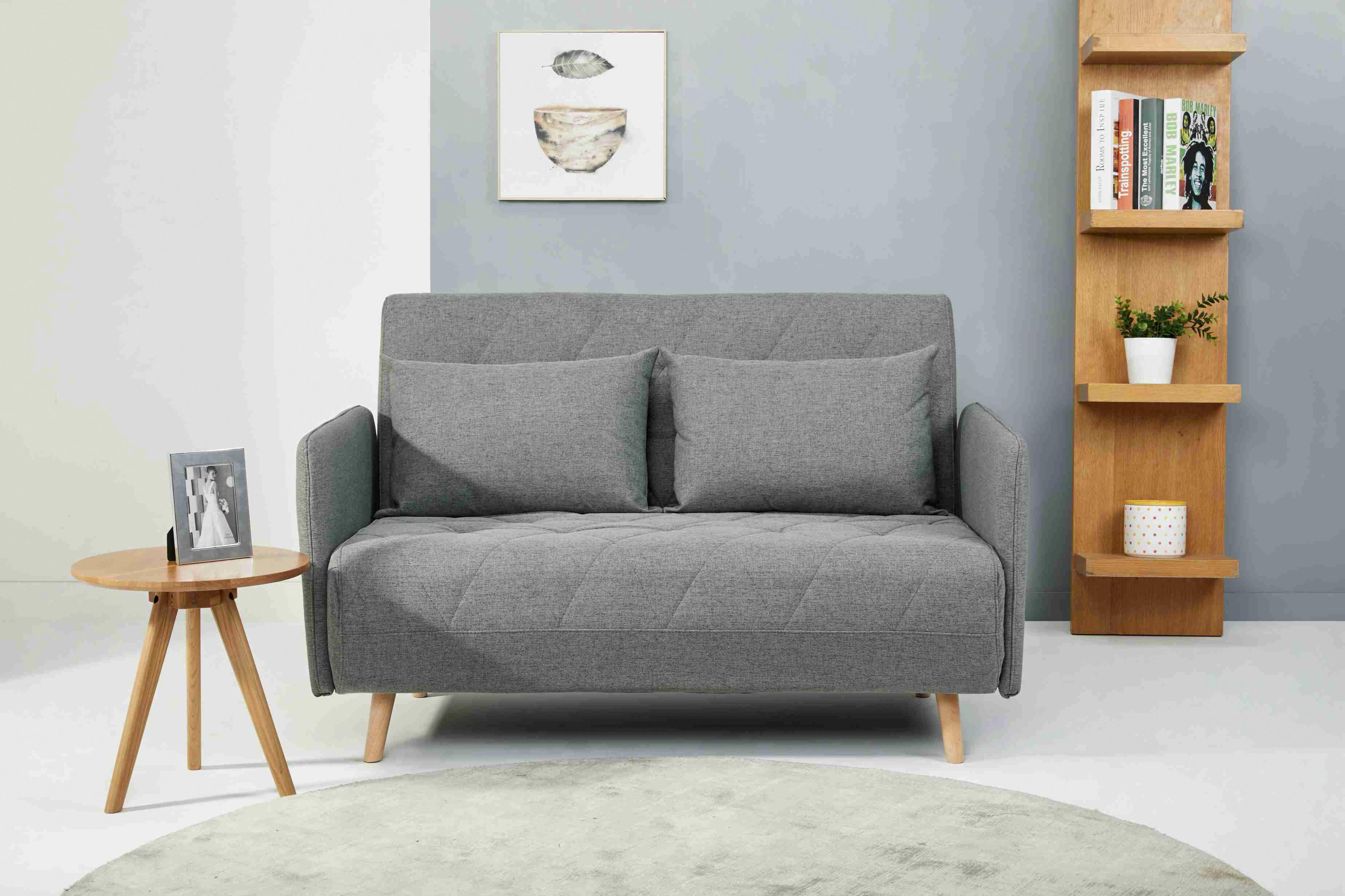 BÄDDSOFFA i vävt tyg grå  - grå/ekfärgad, Lifestyle, trä/textil (132/81/90cm) - Livetastic