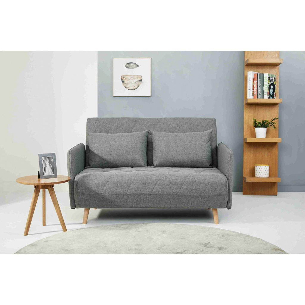Thumbnail - Livetastic Schlafsofa, Grau, Textil, Eiche, massiv, 2-Sitzer, Füllung: Baumwollfüllung, 132x81x90 cm, Liegefunktion, Rüc...