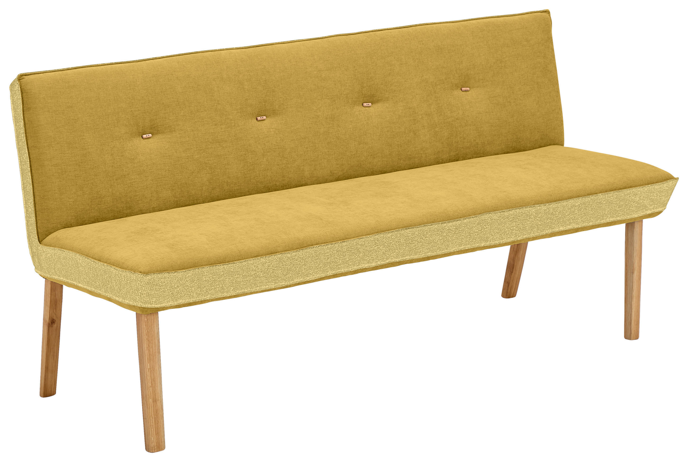 SITZBANK 177/88/63 cm Webstoff, Mikrofaser Gelb Eiche vollmassiv  - Eichefarben/Gelb, Design, Holz/Textil (177/88/63cm) - Linea Natura
