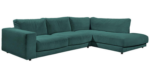 ECKSOFA  in Cord Grün  325/224 cm  - Schwarz/Grün, Design, Kunststoff/Textil (325/224cm) - Hom`in