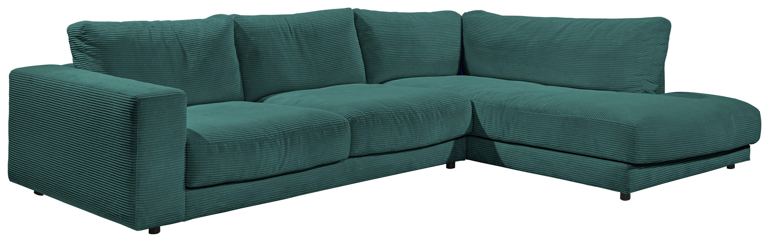 ECKSOFA Grün Cord  - Schwarz/Grün, Design, Kunststoff/Textil (325/224cm) - Hom`in