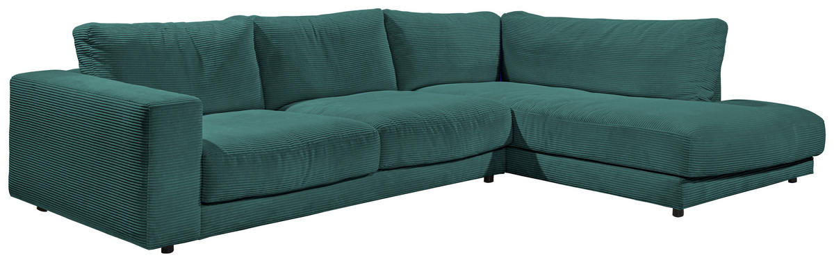 ECKSOFA in Cord Grün  - Schwarz/Grün, Design, Kunststoff/Textil (325/224cm) - Hom`in
