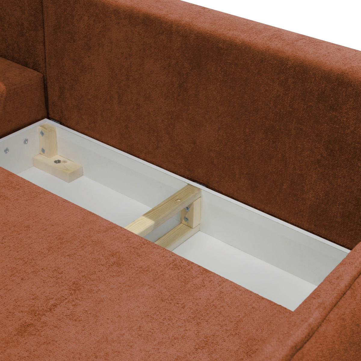 ECKSOFA MURANO Rot Chenille Zierkissen, Rückenkissen, Bettkasten  - Rot/Schwarz, Design, Holz/Textil (167/242cm) - MID.YOU