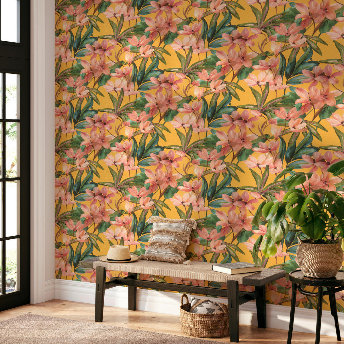 VLIESTAPETE 6 m MAGNOLIA  - Gelb, Natur, Textil (600/53cm) - Tesa