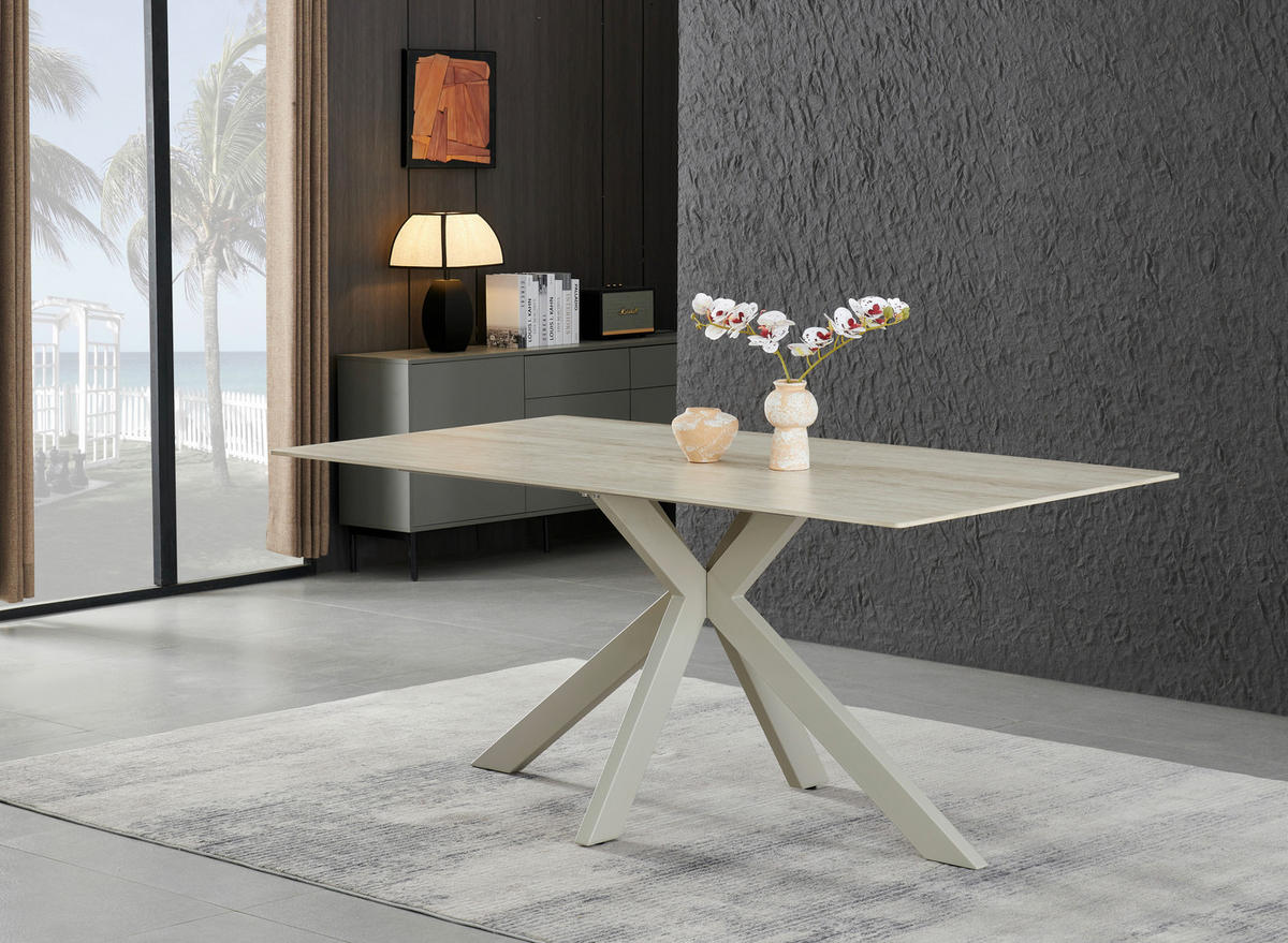 ESSTISCH in Metall, Keramik  - Beige, KONVENTIONELL, Keramik/Metall (180/76/90cm) - MID.YOU