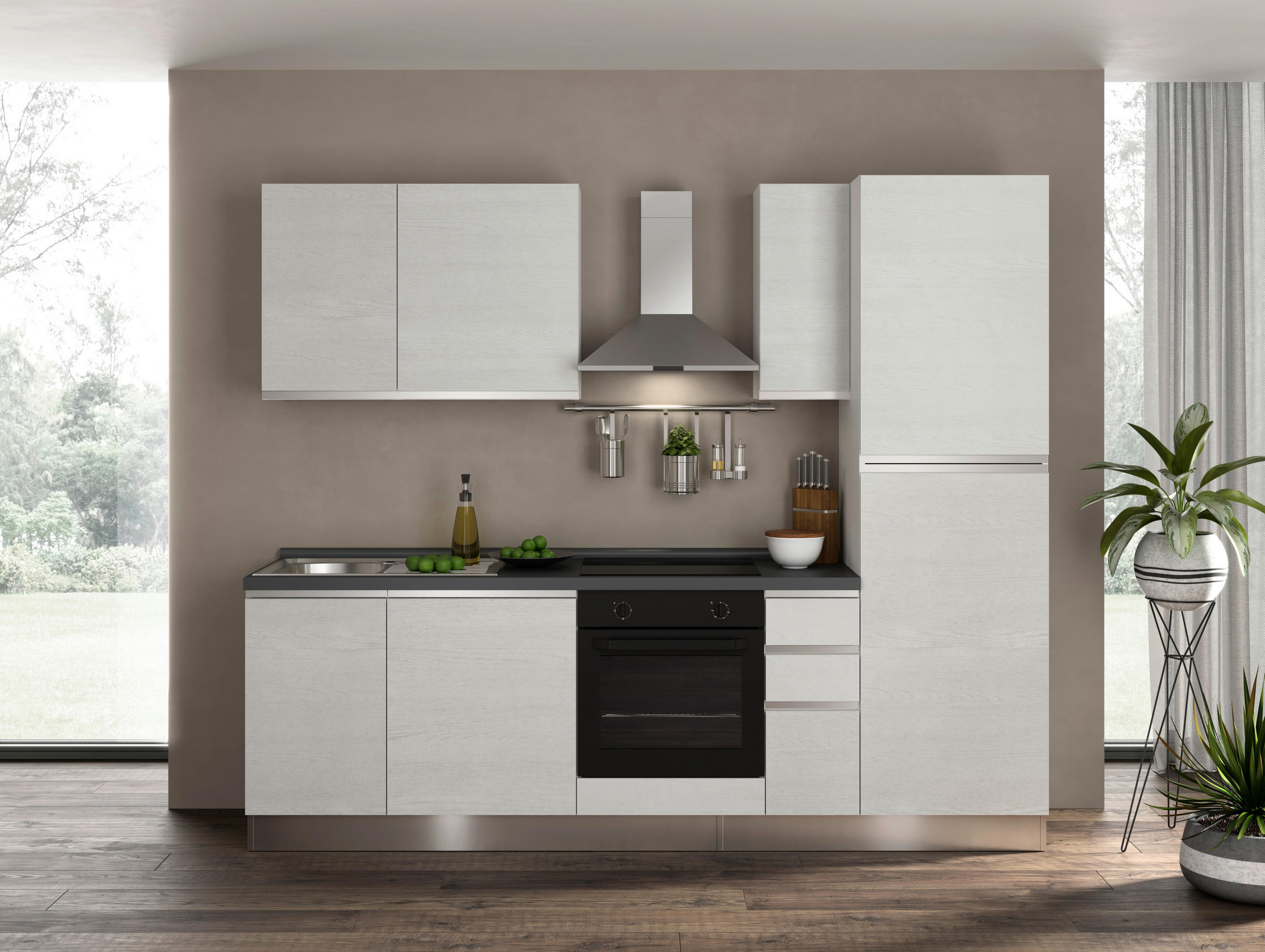 Küchenzeile Moena Mit Geräten 225 Cm Pinienfarben