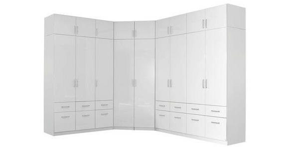 ECKSCHRANK 117/197/117 cm - Weiß Hochglanz/Alufarben, Design, Holzwerkstoff/Kunststoff (117/197/117cm) - Carryhome