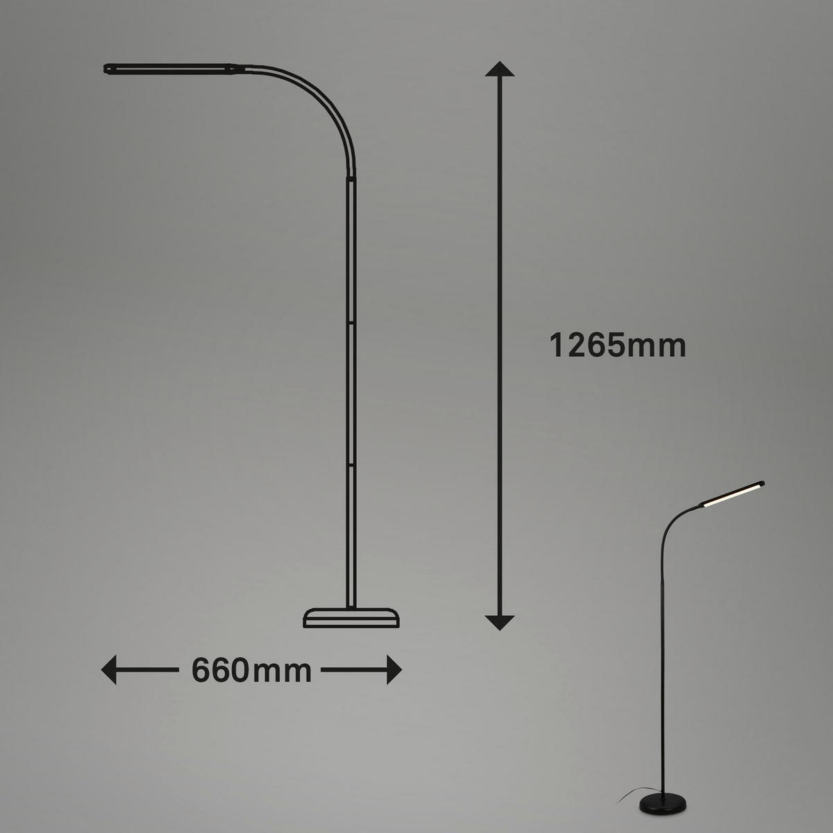 LED-STEHLEUCHTE    - Schwarz, Design, Kunststoff/Metall (126.5/21/66cm)