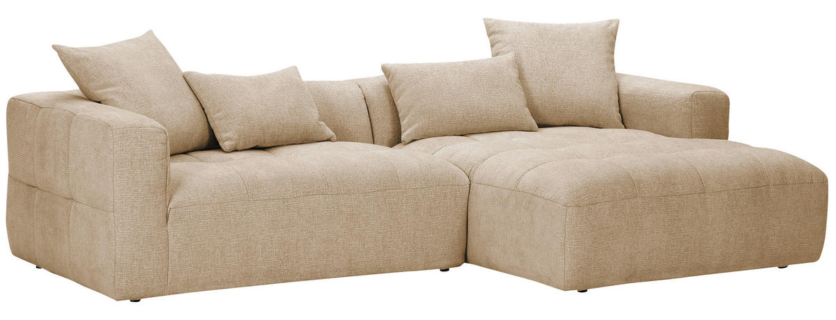 ECKSOFA in Flachgewebe Schlammfarben  - Schlammfarben/Schwarz, Konventionell, Kunststoff/Textil (280/170cm) - Carryhome