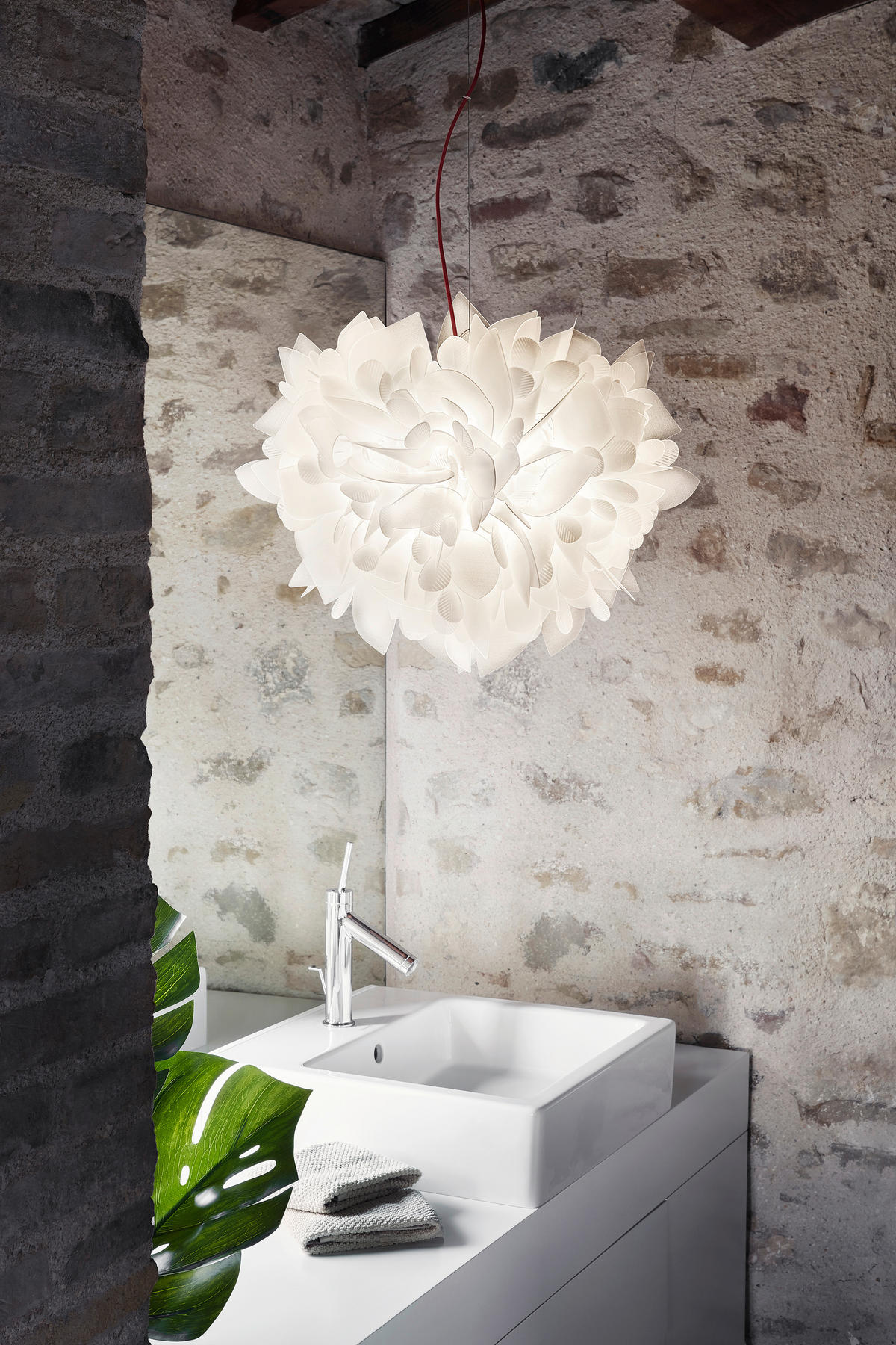 HÄNGELEUCHTE VELI 45/35 cm   - Weiß, Design, Kunststoff (45/35cm) - Slamp