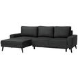 ECKSOFA in Velours Anthrazit  - Anthrazit/Schwarz, KONVENTIONELL, Holz/Textil (161/260cm) - Carryhome