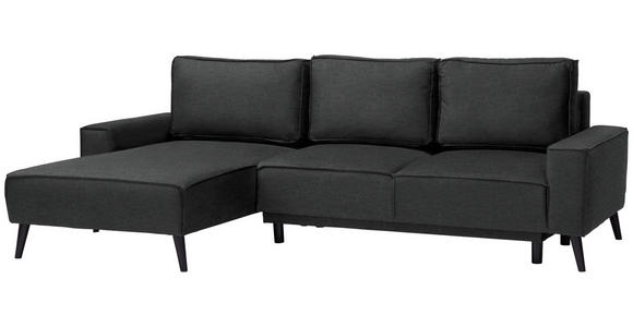 ECKSOFA in Velours Anthrazit  - Anthrazit/Schwarz, KONVENTIONELL, Holz/Textil (161/260cm) - Carryhome