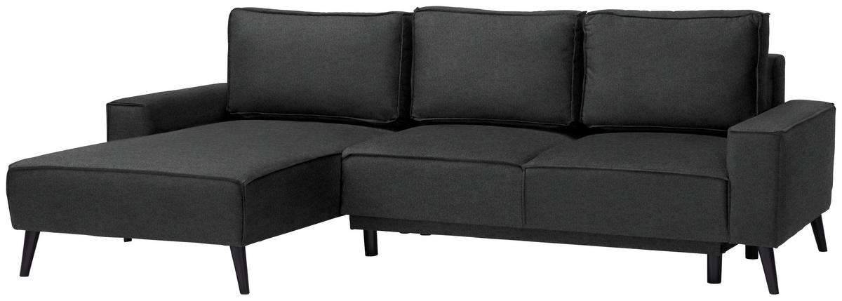 ECKSOFA in Velours Anthrazit  - Anthrazit/Schwarz, Konventionell, Holz/Textil (161/260cm) - Carryhome