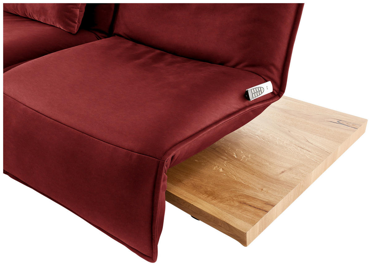 2-SITZER-SOFA in Leder Rot  - Eichefarben/Rot, Natur, Leder/Holz (240/63/115cm) - Koinor