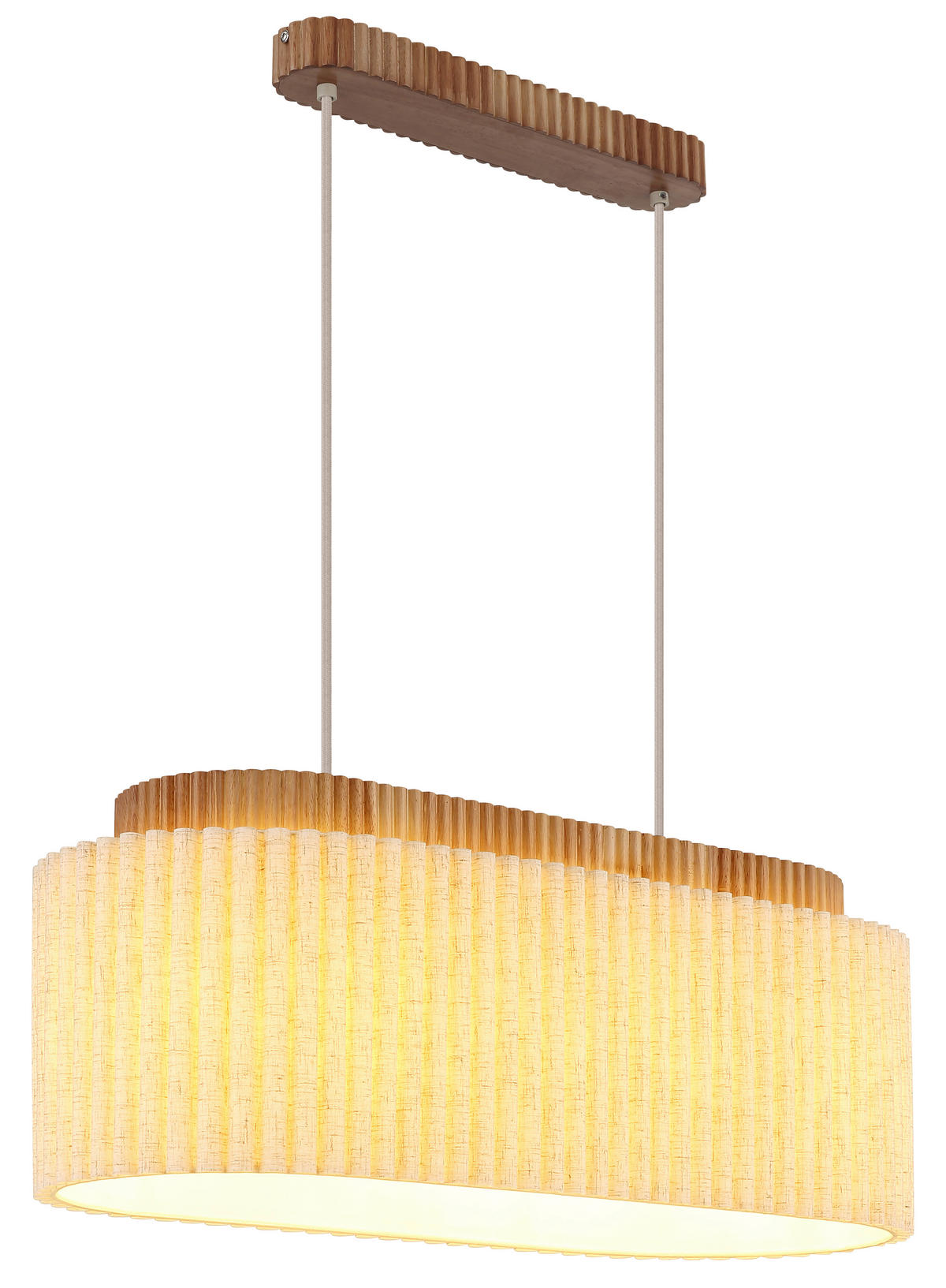 HÄNGELEUCHTE Jannie 70/30/150 cm  - Sandfarben/Beige, Design, Holz/Textil (70/30/150cm) - Globo