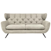 CHESTERFIELD-SOFA Cord Hellgrau  - Hellgrau/Schwarz, MODERN, Textil/Metall (160/94/95cm) - Pure Home Lifestyle