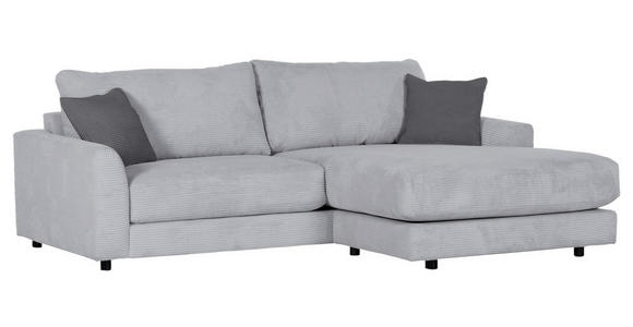 ECKSOFA in Cord Hellgrau  - Dunkelgrau/Hellgrau, Design, Kunststoff/Textil (240/175cm) - Xora