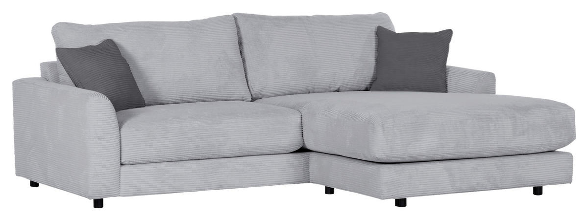 ECKSOFA in Cord Hellgrau  - Dunkelgrau/Hellgrau, Design, Kunststoff/Textil (240/175cm) - Landscape