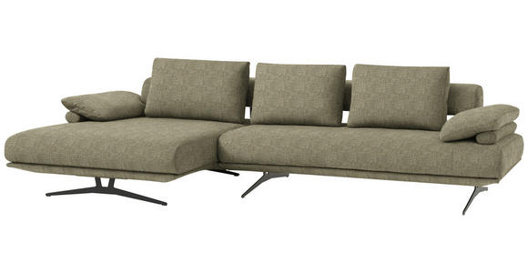 ECKSOFA in Chenille Hellgrün 168/334 cm - Schwarz/Hellgrün, Design, Textil/Metall (168/334cm) - Dieter Knoll