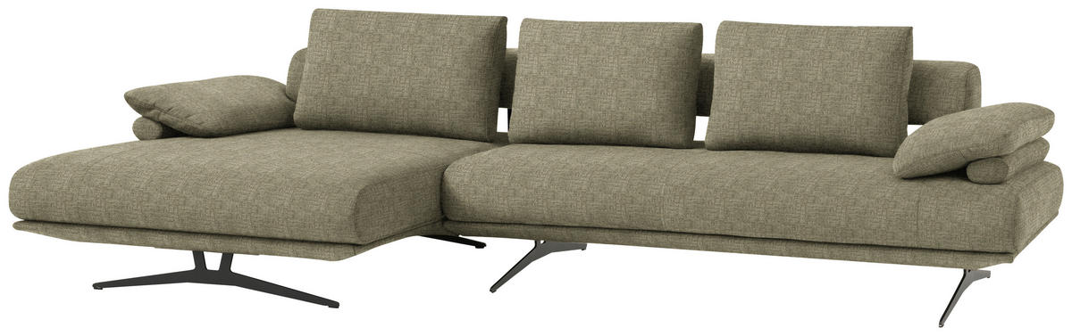 ECKSOFA in Chenille Hellgrün  - Schwarz/Hellgrün, Design, Textil/Metall (168/334cm) - Dieter Knoll