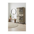 VITRINE  in Hartholz Mangoholz Schwarz, Graubraun  - Graubraun/Schwarz, LIFESTYLE, Glas/Holz (90/180/42cm) - Landscape