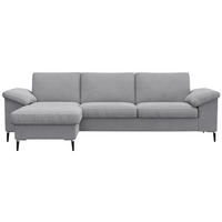 ECKSOFA Hellgrau Flachgewebe  - Hellgrau/Schwarz, Design, Textil/Metall (159/242cm) - Livetastic
