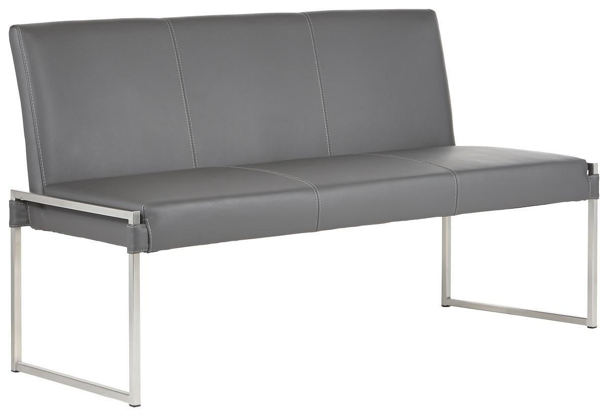 SITZBANK 160/90/65 cm Echtleder Edelstahlfarben, Grau Metall  - Edelstahlfarben/Grau, Design, Leder/Metall (160/90/65cm) - Bert Plantagie