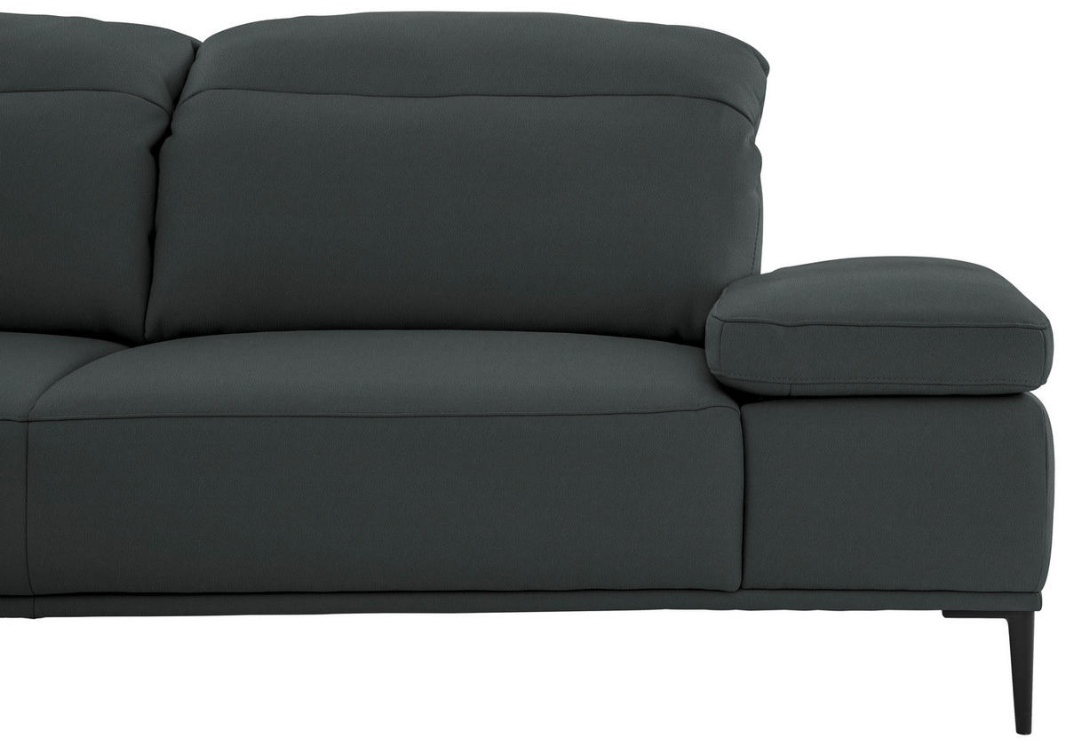 ECKSOFA Echtleder Schwarz  - Schwarz, Modern, Leder/Metall (206/322cm) - Chilliano
